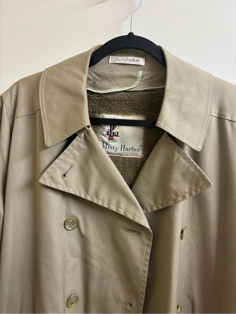 Vintage Misty Harbor Trench Coat Womens 14R Tan Belted Zip Out Liner Warm Jacket